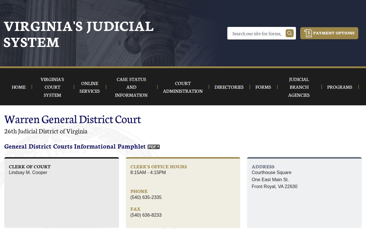 Warren General District Court official page